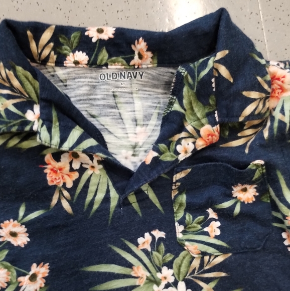 Old Navy Aloha Casual Slub-Knit Floral Polo Short Sleeve for Toddler Boys 4T - Picture 7 of 12